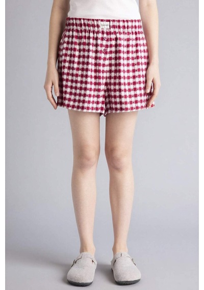 Defacto Kareli Şort Pijama Altı G7995ax26spbr205 Bordo-br205