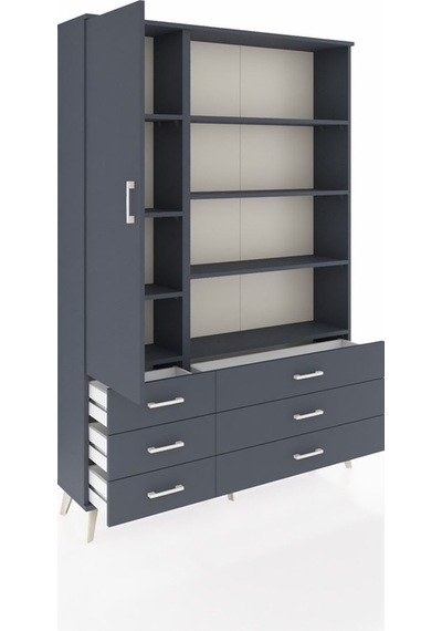 Arges Dolap 8 Raflı 6 Çekmeceli Tek Kapaklı 132x30x195 Antrasit-antrasit/antrasit Antrasıt/antrasıt Arges Dolap 8 Raflı 6 Çekmeceli Tek Kapaklı 132x30x195 Antrasit-antrasit/antrasit Antrasıt/antrasıt