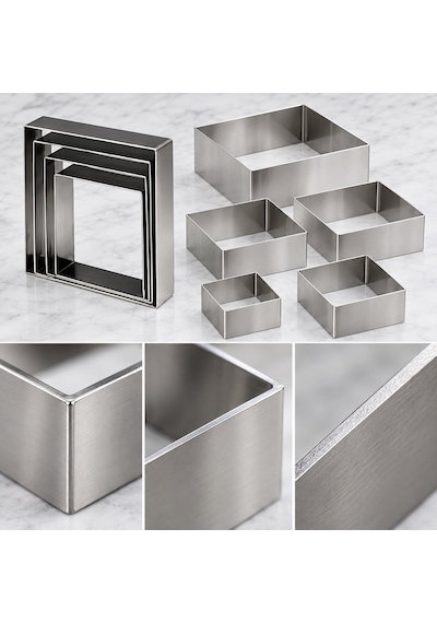 Fida Pasta Çemberi Kare Argon 1,2mm Yükseklik 10 Cm - 10 Adet 18x18 Cm Inox