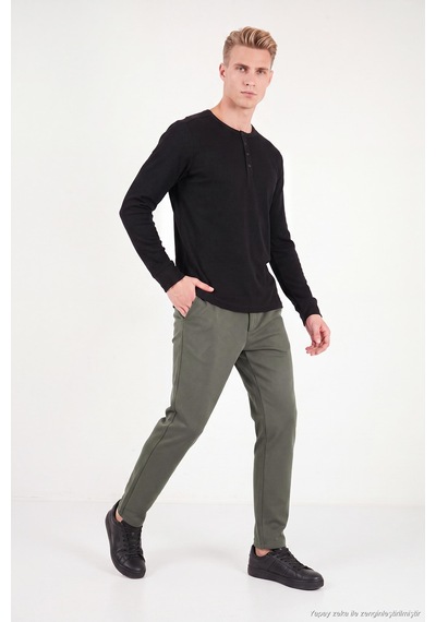 Buratti Regular Fit Düz Paça Bağlamalı Pantolon Erkek Pantolon 6843700 Haki