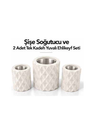 Mor Elmas Desenli Şişe Soğutucu Ve 2 Adet Ehlikeyf Seti