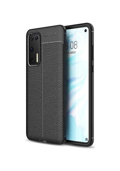 Huawei P40 Kılıf Deri Görünümlü Renk Atmayan Dayanaklı Silikon Kapak Niss