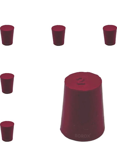 Borox Kauçuk Tıpa No.2 13 x 16.5 x 20 MM NS14/23 5 Adet