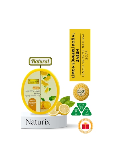 Naturix Limon Peeling Etkili Cilt Arındırıcı Limon Süngerli Sabun 150 G