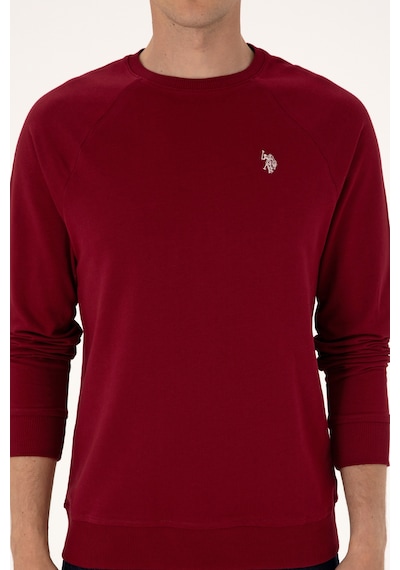 U.S. Polo Assn. Erkek Regular Fit Bisiklet Yaka Bordo İnce Basic Sweatshirt 50313752-VR014