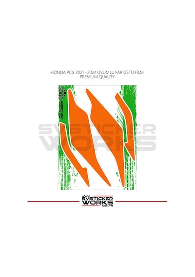 Honda Pcx Far Filmi Sticker Şeffaf Folyo 2021 - 2024 Kalın Model Turuncu