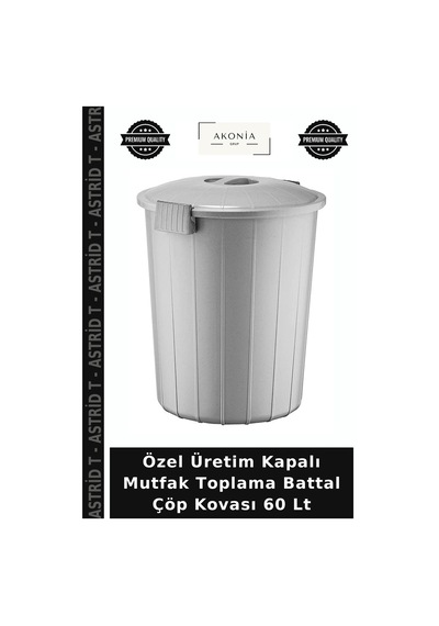 Özel Üretim Kapalı Mutfak Toplama Battal Çöp Kovası 60 Lt