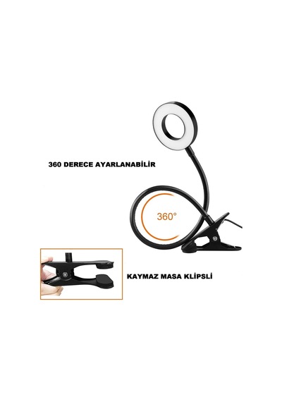 Robeve Akrobat Masa Lambası Usb Girişli Göz Koruyucu Klipsli Masaya Sabitlenen Ayarlanabilir Işık Seviyesi Çok Fon Diğer