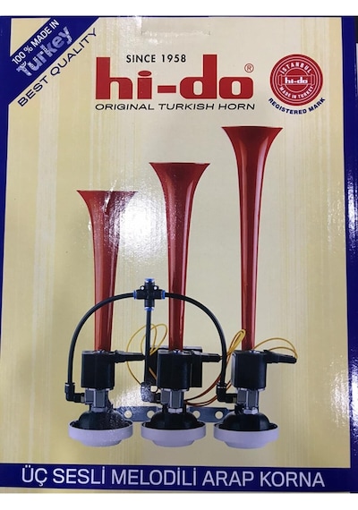 Havalı Arap Korna 3 Borulu Saydırmalı12V 24V Melodili Hido 12 Volt