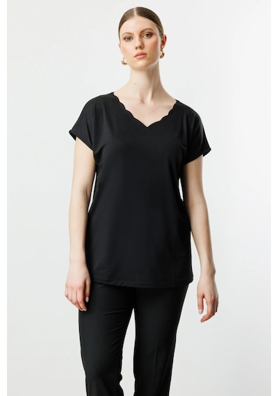 On Fashion Dilim Yaka Kadın Basic Bluz 25y.on.blz.51393.01 Siyah