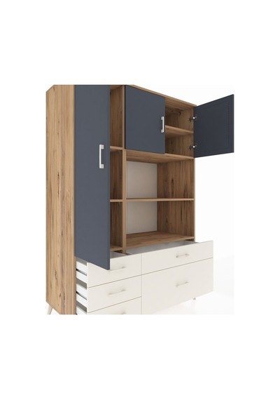 Kronos Dolap 7 Raflı 5 Çekmeceli 3 Kapaklı 132x59x195 Çam-ant... Çam Kronos Dolap 7 Raflı 5 Çekmeceli 3 Kapaklı 132x59x195 Çam-ant... Çam
