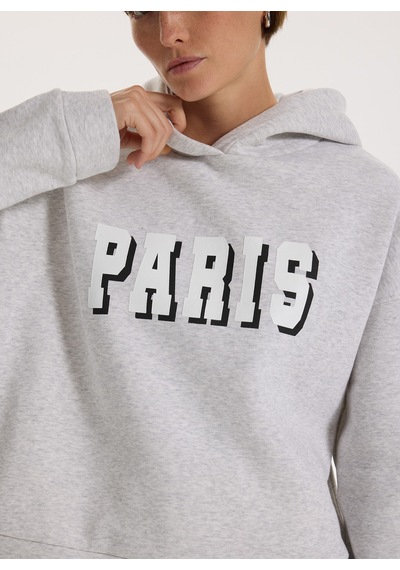 Fabrika Gri Kadın Kapüşon Oversize Baskılı Sweatshirt F5wl-swt0231 Açık Gri Melanj