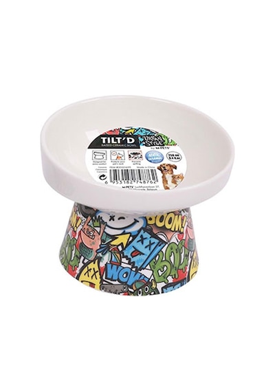M-pets Urban Style Seramik Kedi Mama Ve Su Kabı Color Mix 250 Ml 12x12,5x9,5 Cm 244-51022.02