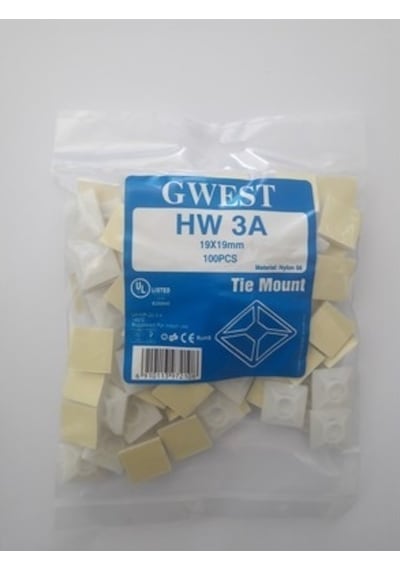 Gwest Yapışkan Kroşe 19X19 100Adet Yapışkanlı Kablo Bağı Tutucu
