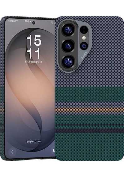 Galaxy Uyumlu S26 Ultra Uyumlu Kılıf M-safe Özellikli Karbon Fiber Benks Aurora Armorpro Kevlar Kapak Yeşil Yeşil