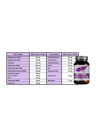 Platin Multi Complex%100 Doğal Kolajen - Alfa Lipoik Asit, Magnezyum, Kalsiyum, Bor, 60 Kapsül