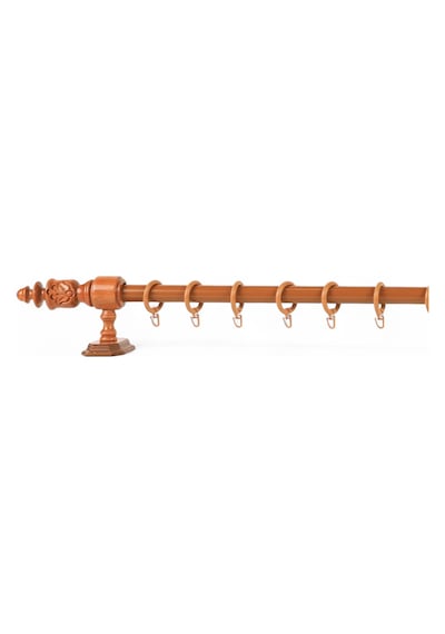 Twins Decorative Ahşap İşlemeli  Demonte Başlıklı Meşe Raysız  Rustik Perde Askısı - 250 CM