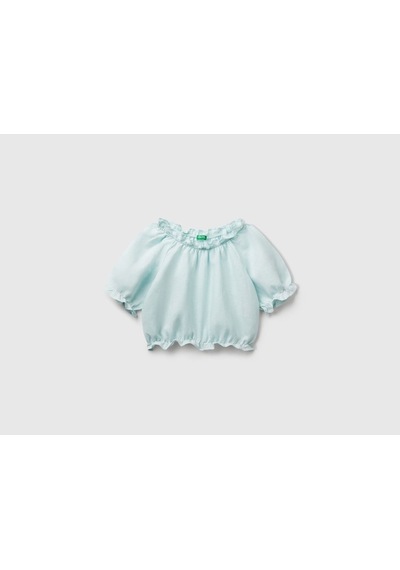 United Colors Of Benetton Benetton Kız Çocuk Mint Bnt-g Keten Bluz Yeşil