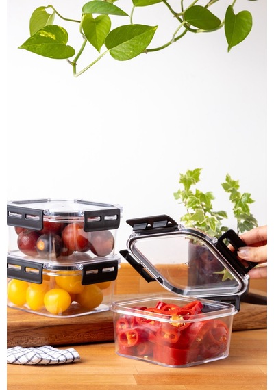 Nandy Home Kilit Kapaklı Kare Clear Saklama Kabı 3'lü Set - 900 ML