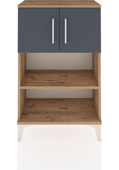 Arges Komodin 2 Raflı 2 Kapaklı 60x30x96 Çam-antrasit Çam