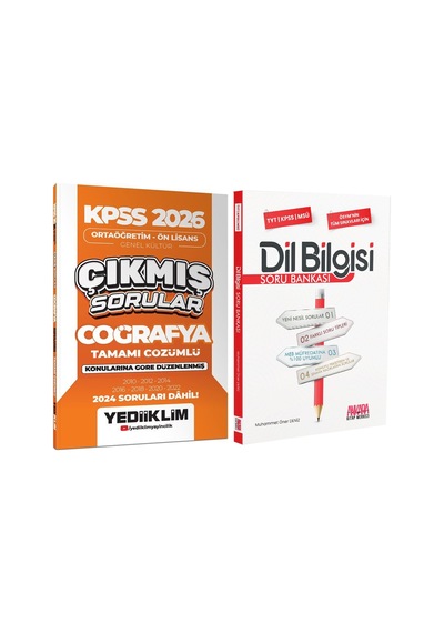 Yediiklim 2026 Kpss Ortaöğretim Önlisans Coğrafya Konularına Göre Çıkmış Sorular Ve Akm Dil Bilgisi Soru Bankası Seti 2 Kitap