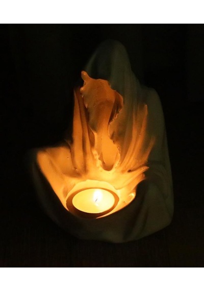 Dekoratif Ghost Hayalet Figürlü Tealight Mumluk Ev Dekoru Ofis Dekoru Süs 001