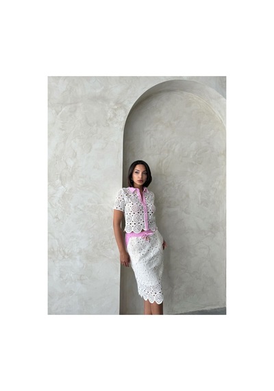 Verymoda Kot Detaylı Dantel Uzun Etek D2796 Ham Pembe