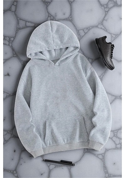 Uyguntarz Enjoy Personel Time Baskılı Oversize Sweatshirt Gri