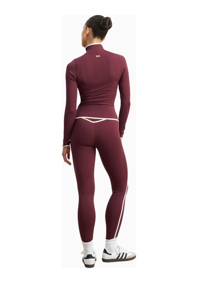 Because Of Alice Base Contrast Trim Zip Up Jacket Şekillendirici Kontrast Detaylı Kadın Ceket Bordo