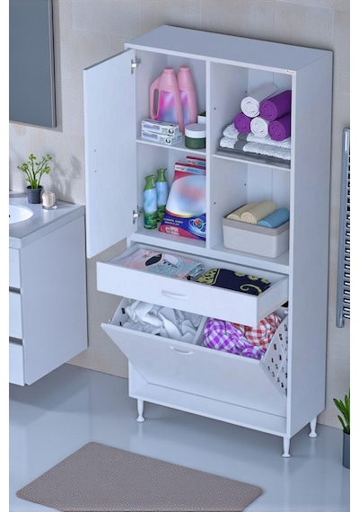 Eliusta Liora Beyaz Çok Amaçlı Banyo Dolabı 85 Cm Genişliğe Sahip 85x171x32,5 Cm Çift Sepetli 2 Raflı Dolap Beyaz Eliusta Liora Beyaz Çok Amaçlı Banyo Dolabı 85 Cm Genişliğe Sahip 85x171x32,5 Cm Çift Sepetli 2 Raflı Dolap Beyaz