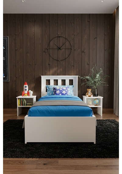 Stark Tek Kişilik Mdf Karyola Ve 2 Komodinli Set