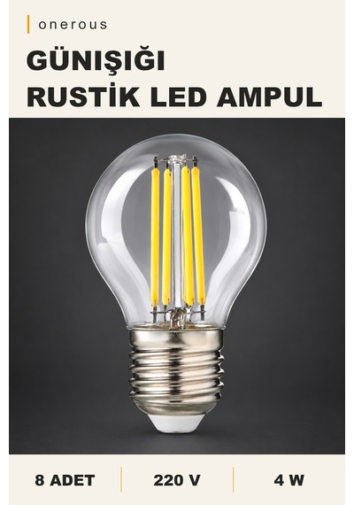 Onerous 4w E27 Günışığı Rustik Led Ampul, 8'li, 220v