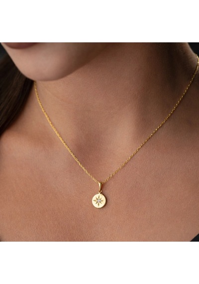 Gümüş Gold Minimal Yıldız Kadın Kolye Gümüş