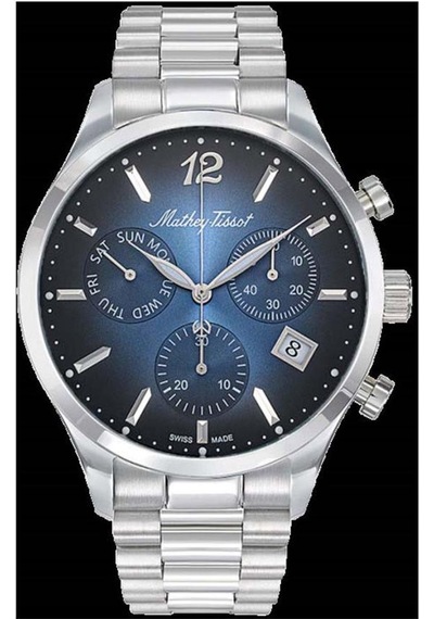 Mathey Tissot H411chabu Swiss Made Safir Çizilmez Cam Fonksiyonlar Aktif Metalik Erkek Kol Saati