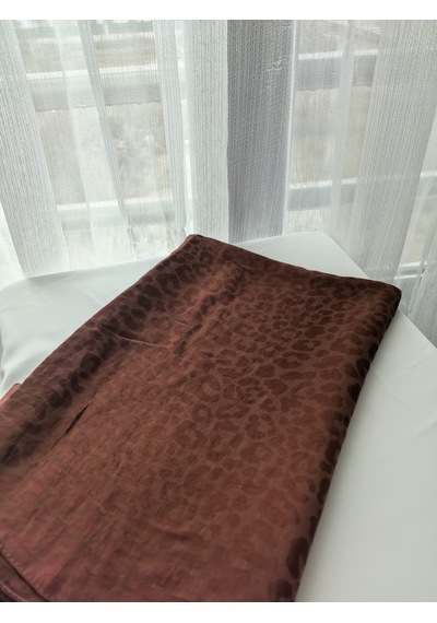 Laurel Scarf Leopar Desen Pamuk Ayrobin Jakar Şal Kiremit