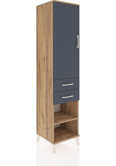 Hyperion Dolap 3 Raflı 2 Çekmeceli Tek Kapaklı 44x44x195 Çam-antrasit Atlas Çam