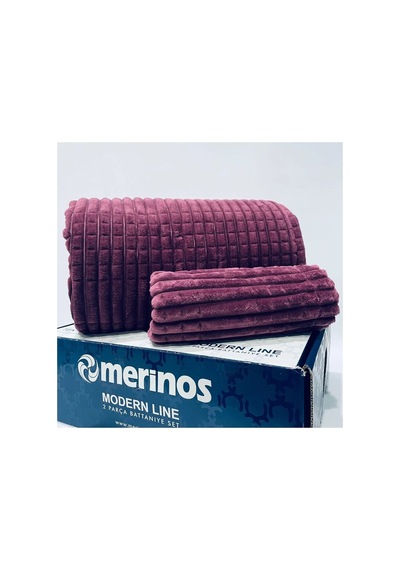 Merinos Modern Line Tek Kişilik 2 Parça Battaniye Seti Mor Cherry