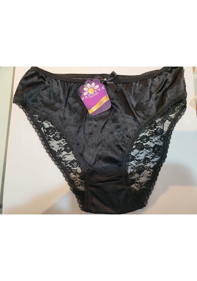 Papatya Dantel Detaylı Kadın Külot Slip V33 Siyah