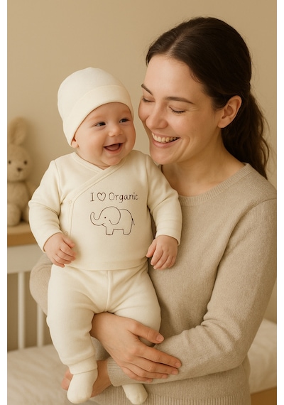Tois Baby 2 Li Avantajlı Set Hediyelik Organik Hastahane Çıkışı Bebek Takımı 0-3 Ay Pembe + Ekru