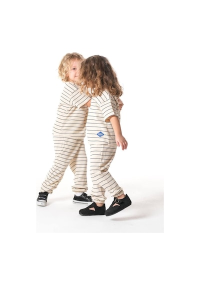Poala Kids Çizgili Gofre Takım Bej