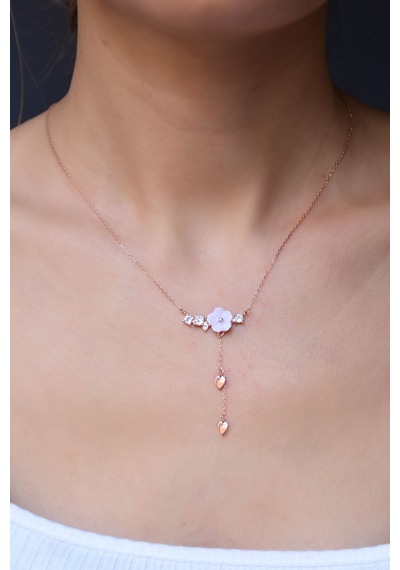 Papatya Silver 925 Ayar Gümüş Rose Kaplama Kardelen Çiçeği Kolye