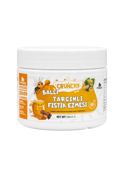 Mustang Nutrition Ballı Tarçınlı Crunchy Fıstık Ezmesi 350 Gr 24,40 Gr Protein + 40 Gr Fıstık Ezmesi Hediyeli