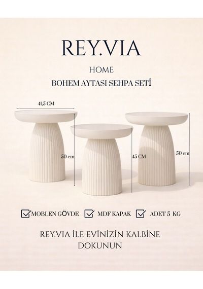 Aytaşı Üçlü Mantar Sehpa