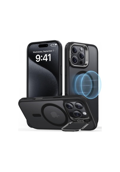 Esr Apple Uyumlu iPhone 16 Pro Halolock Mag Safe Classic Hybrid Standı Silikon Kılıf Buzlu Siyah Çok Renkli