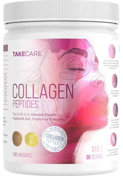 Takecare Collagen Peptides Tip I- II- III- V- X İçeren Aromasız Toz Kolajen 312 G