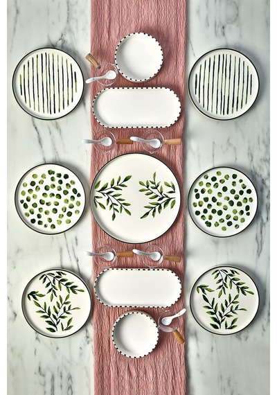 Kitchen Life 23 Parça 6 Kişilik GreenTree Stackable Kahvaltı Takımı -  Sosluklu ve Kaşıklı Kahvaltılık Sunum Seti Beyaz