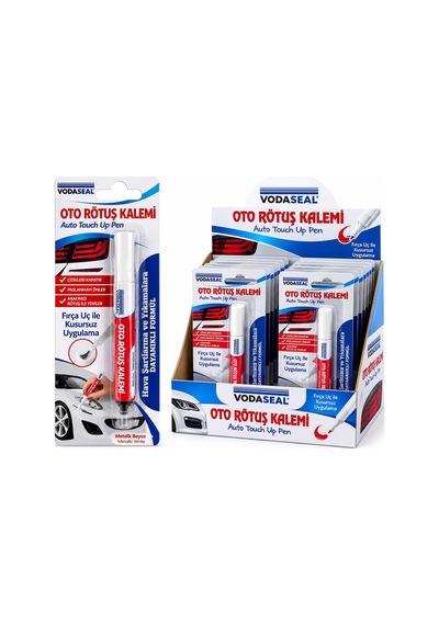 Vodaseal Oto Rötuş Kalem Metalik Beyaz Firça Uç 5ml- 12'li Paket