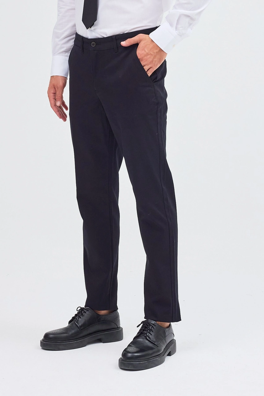 İmza Siyah Yan Cep Düz Paça Pamuklu Slim Fit Chino Casual Pantolon 1003255155 Siyah