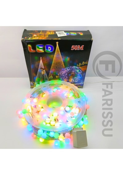 50 Metre Rgb Led Top Işık Metrede 5 Led Toplam 250 Led 8 Modlu Oda & Yılbaşı Aydınlatması Şeffaf