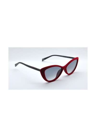 0404v 51 053 Kırmızı Kadife Cat Eye Gri Kız Çocuk Güneş Gözlüğü Kırmızı